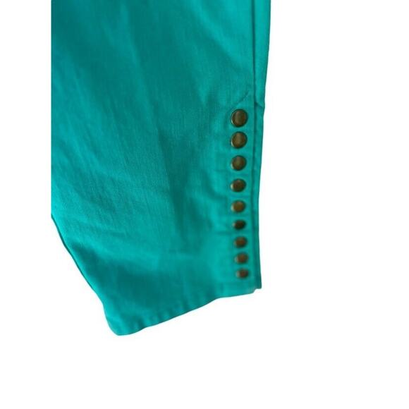 Soft Surroundings Green Blue Metro Denim Leggings Size Large L Button Detail - Picture 2 of 5